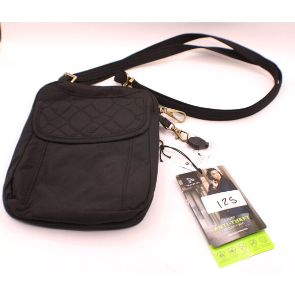 NEW Travelon Anti-Theft Quilted Crossbody Blk Bag RFID Protection Adj Strap NWT - Picture 1 of 13